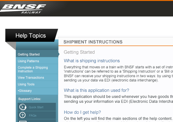 BNSF Help web-page.